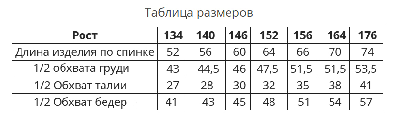 Таблица размеров демисезонного костюма Unisex Timber